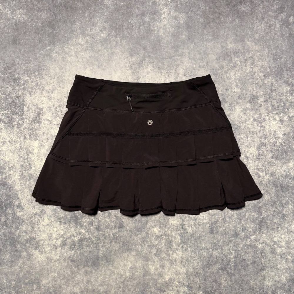Lululemon Pace Setter Skirt Size 4 Black Pleated Running Tennis Skort LW8210R